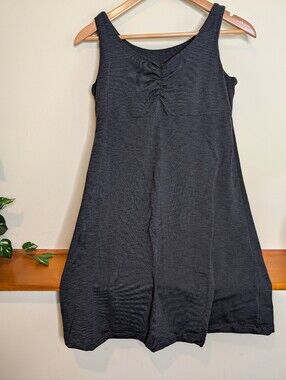 Kuhl Dress Womens Medium Gray Ruched V-Neck Tank Sleeveless Keyhole Back Casual